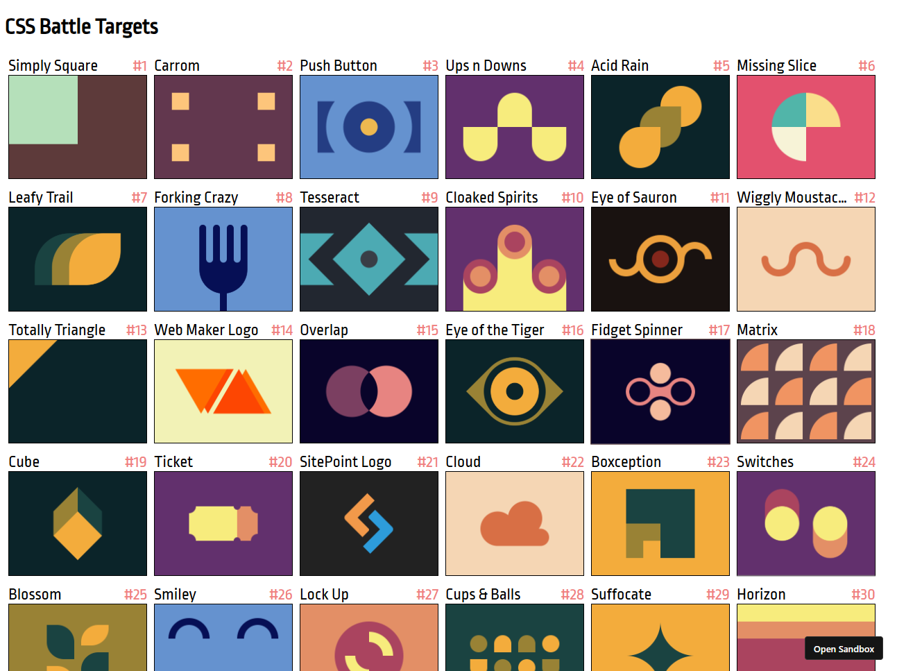 CSSBattle Targets screenshot